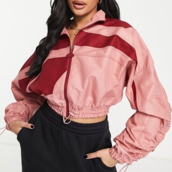 Reebok vs Cardib Pink and Red Bomber Jacket with Ribbed Cuffs - Picture 1 of 10